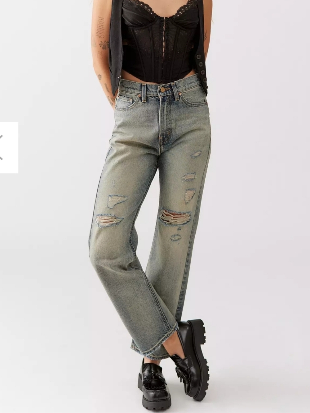 BDG High Waisted Cowboy Jean Vintage Distressed Straight Leg 90s Y2k 26
